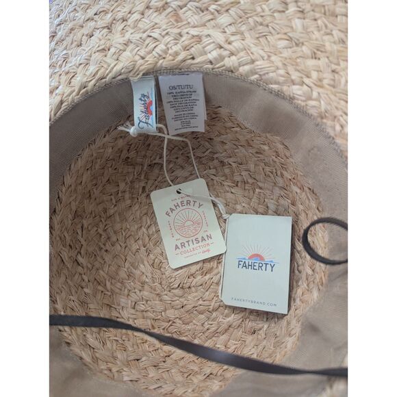 Faherty Raffia Straw Lifeguard Hat OS Coastal Cowboy - Picture 3 of 5